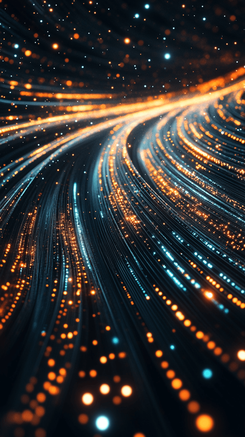 Stream of Job Posting Data A stream of lights representing job data feeds.